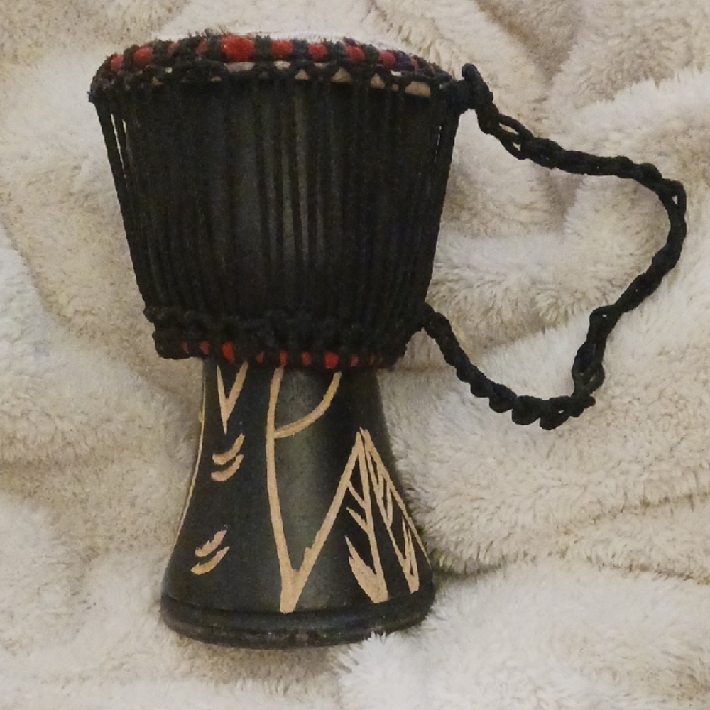Handcrafted Black and Tan Mini Djembe Drum Purse Charm